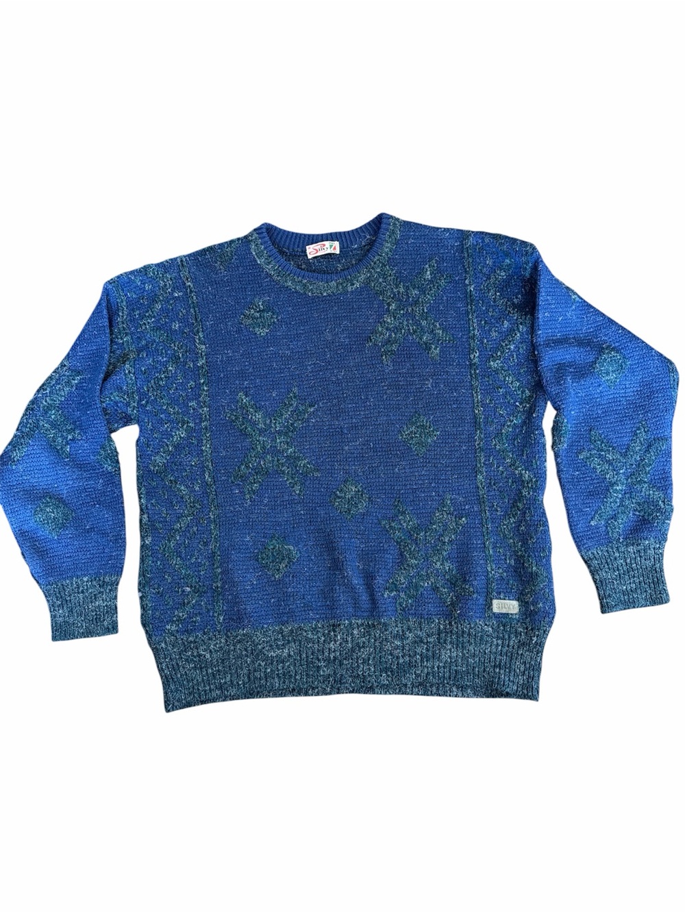 Silvy Tricot Blue Wool Crewneck Knit Sweater Fall Perfy Made in Italy Medium